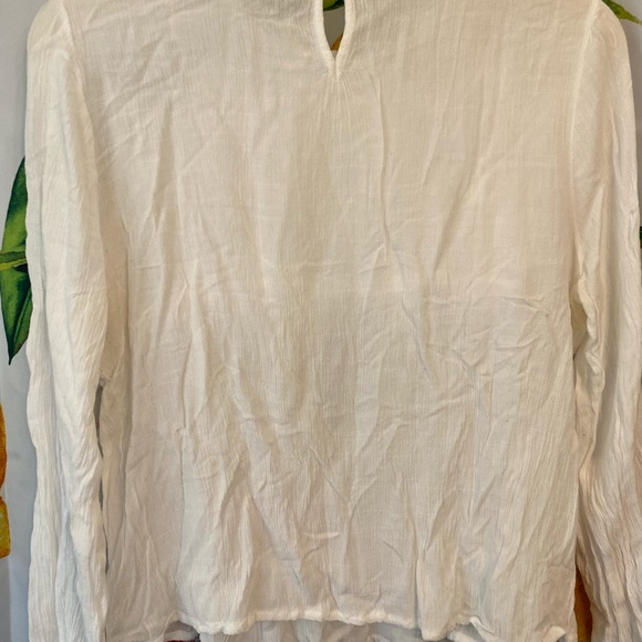 Papaya Cream color long sleeve Embroidery Blouse size large - Picture 8 of 13